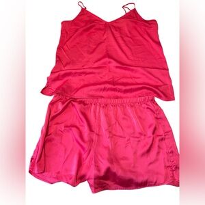Stars Above Fuchsia Satin Sleepwear size small 2 pcs set